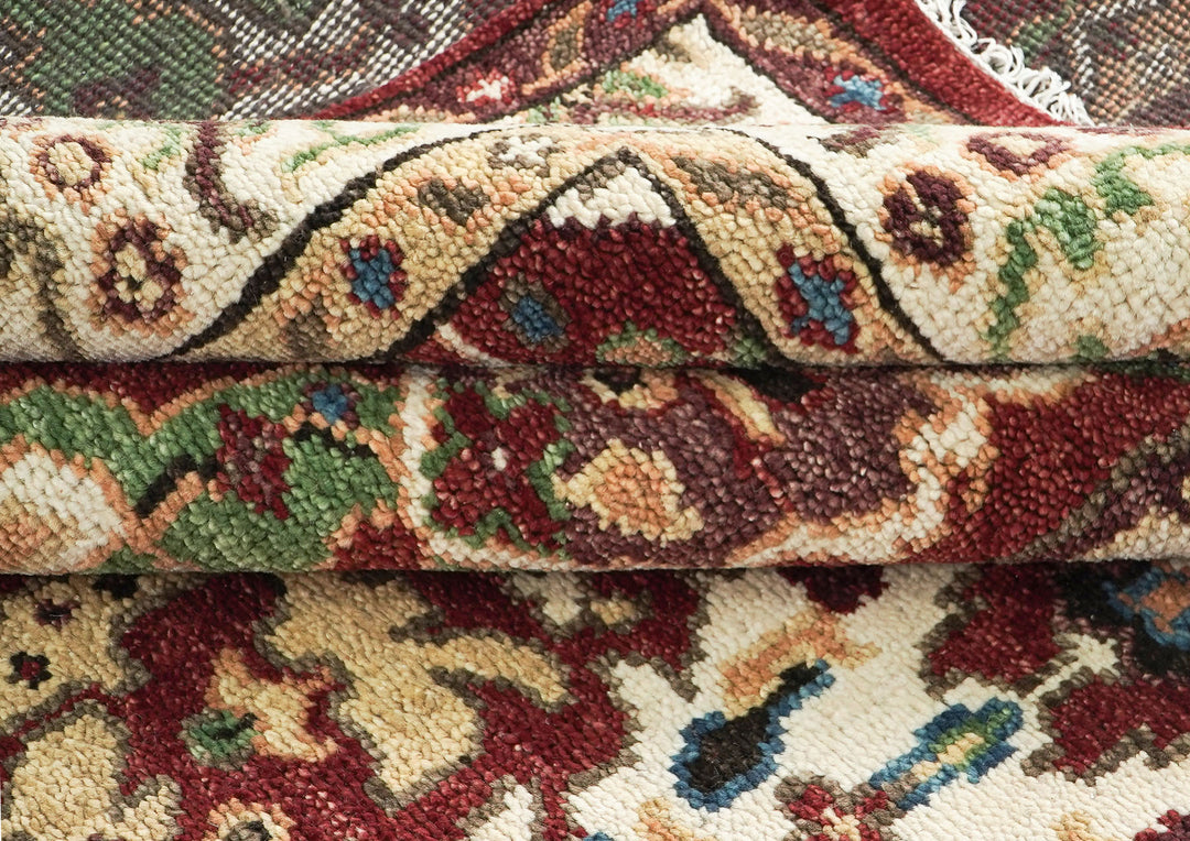 9x12 Rust, Lime, Ivory Color Hand Knotted Oushak Wool  Oriental Rug