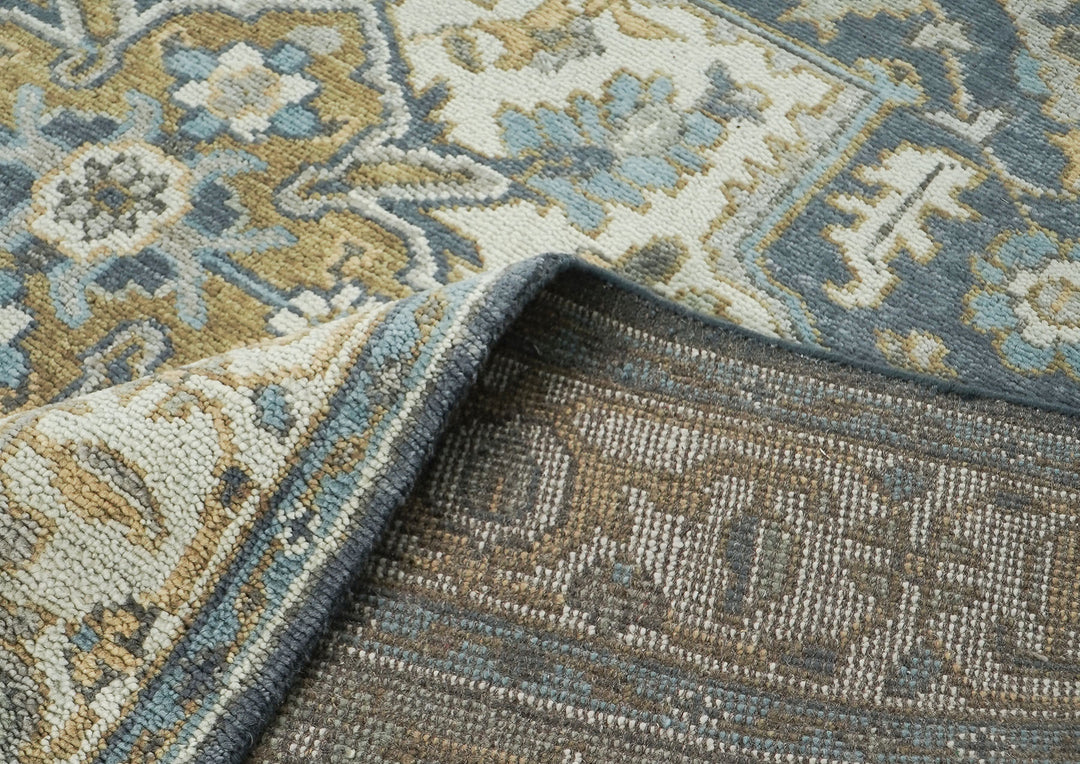 9x12 Blue, Gray, Beige Color Hand Knotted Oushak Wool  Oriental Rug