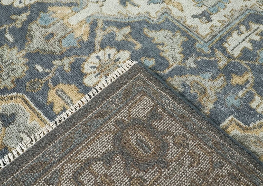 9x12 Blue, Gray, Beige Color Hand Knotted Oushak Wool  Oriental Rug