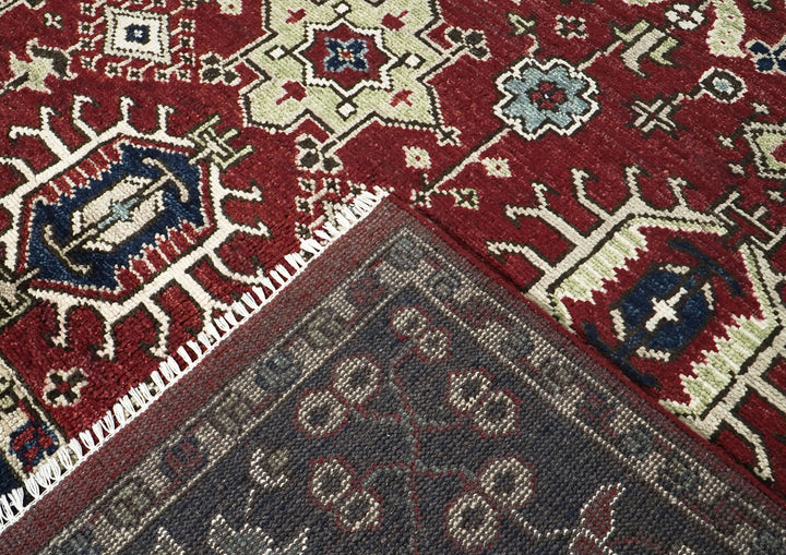 9x12 Rust, Navy, Beige Color Hand Knotted Oushak Wool Transitional Oriental Rug