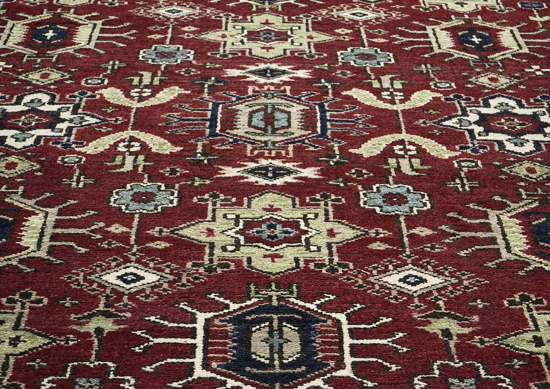 9x12 Rust, Navy, Beige Color Hand Knotted Oushak Wool Transitional Oriental Rug