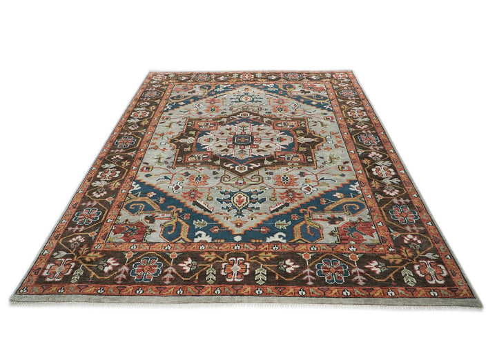 10x14 Gray, Rose, Green Color Hand Knotted Oushak Wool  Oriental Rug