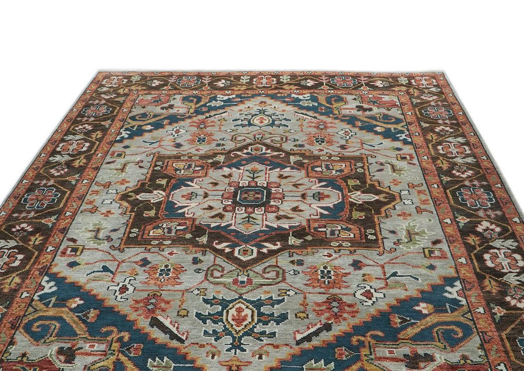 10x14 Gray, Rose, Green Color Hand Knotted Oushak Wool  Oriental Rug