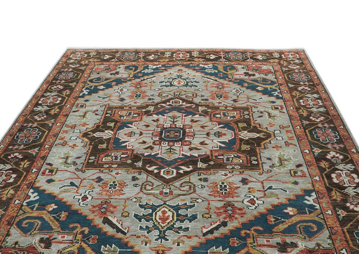 10x14 Gray, Rose, Green Color Hand Knotted Oushak Wool  Oriental Rug