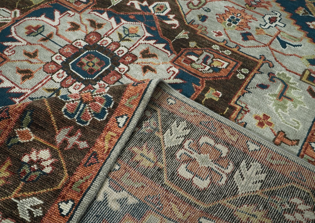 10x14 Gray, Rose, Green Color Hand Knotted Oushak Wool  Oriental Rug