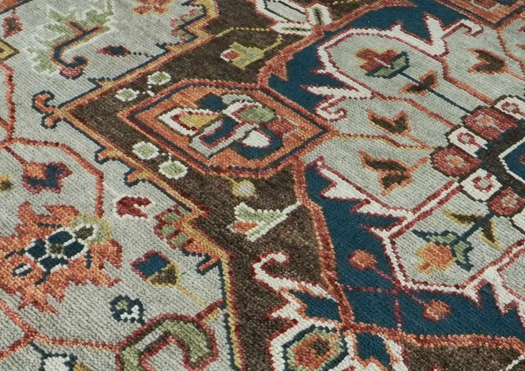 10x14 Gray, Rose, Green Color Hand Knotted Oushak Wool  Oriental Rug