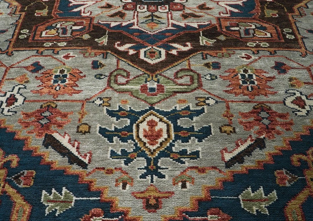 10x14 Gray, Rose, Green Color Hand Knotted Oushak Wool  Oriental Rug