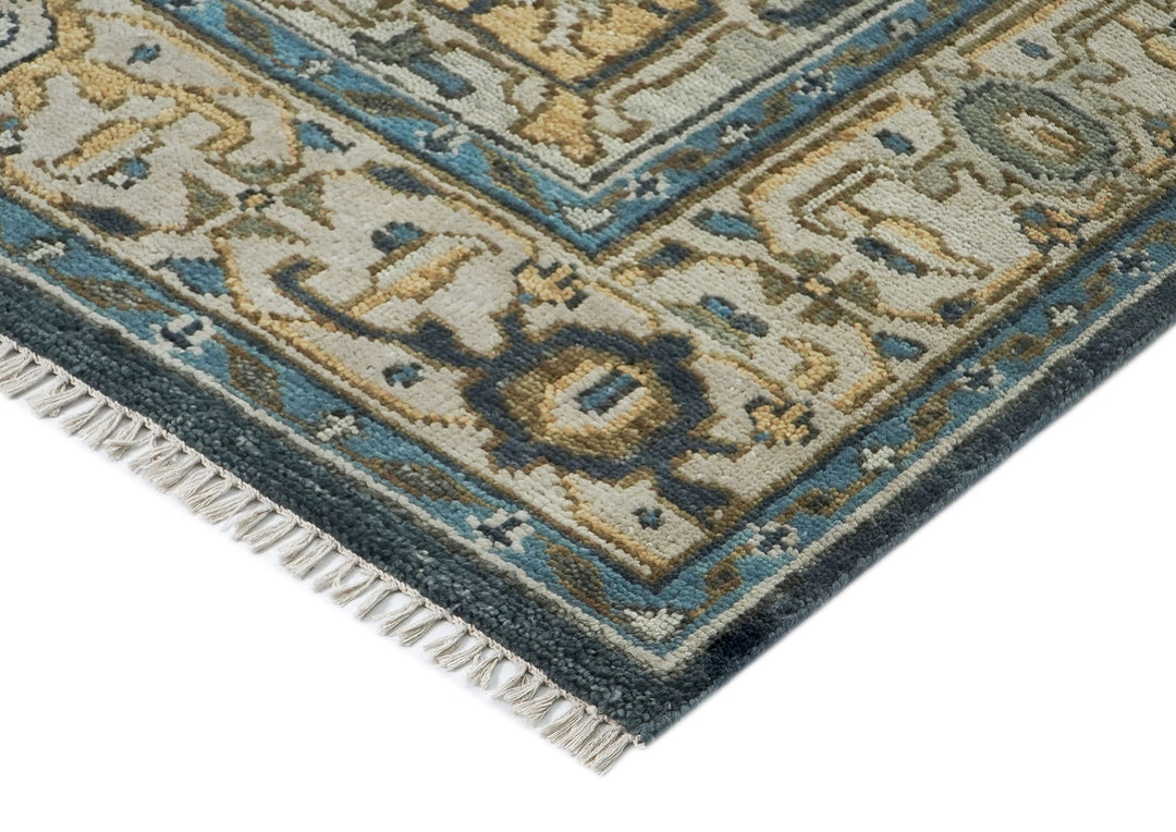 9x12 Blue, Gray, Beige Color Hand Knotted Oushak Wool  Oriental Rug