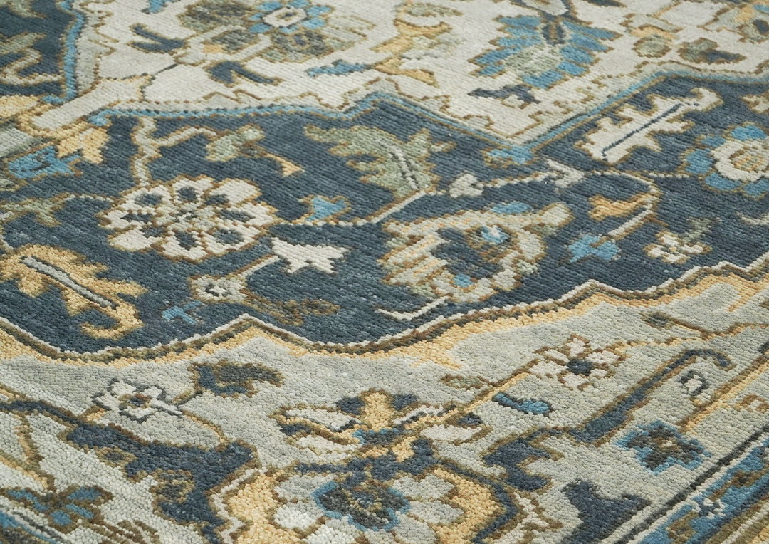 9x12 Blue, Gray, Beige Color Hand Knotted Oushak Wool  Oriental Rug