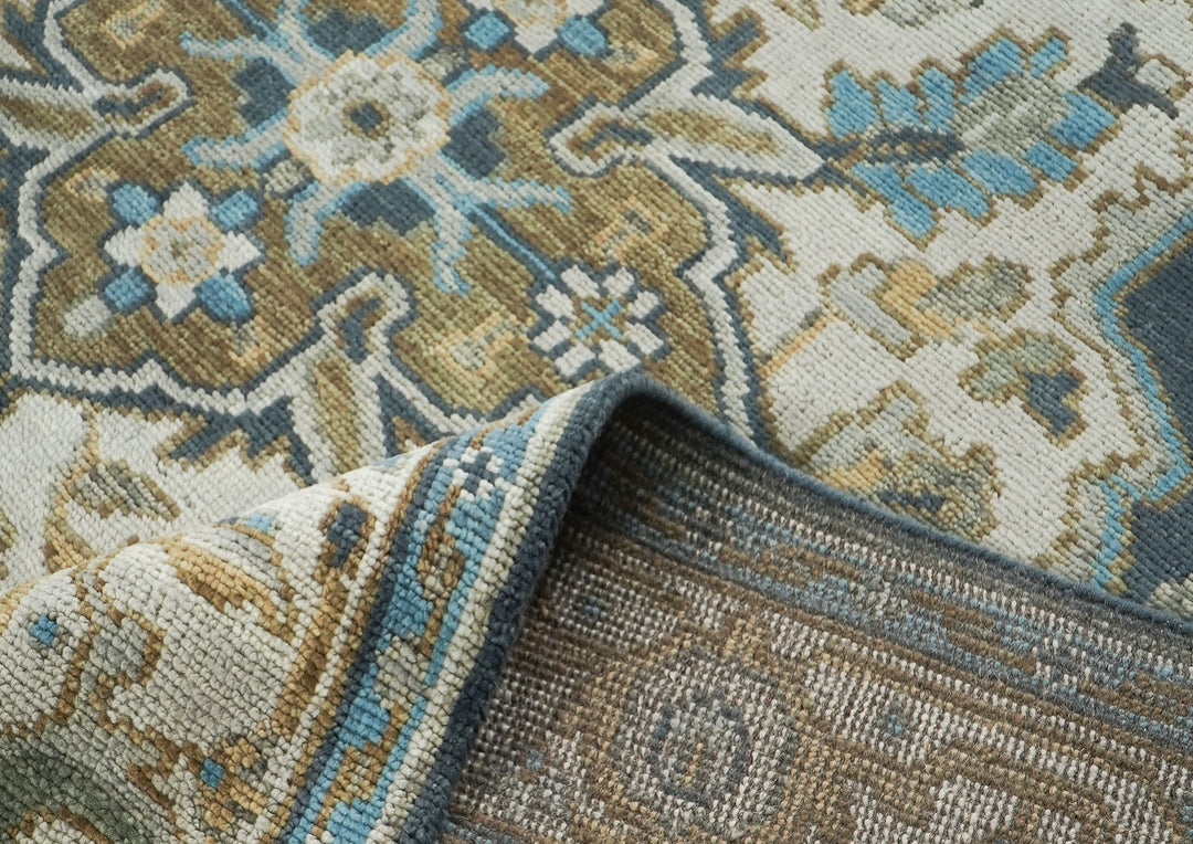 9x12 Blue, Gray, Beige Color Hand Knotted Oushak Wool  Oriental Rug