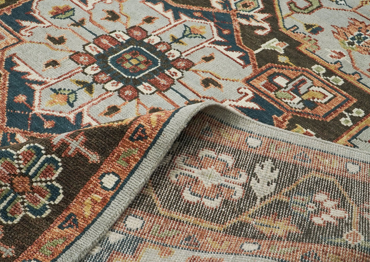 9x12 Slate, Brown, Green Color Hand Knotted Oushak Wool  Oriental Rug