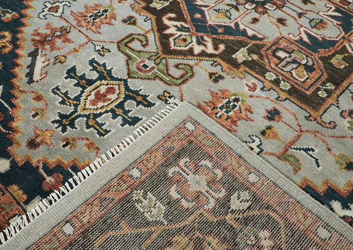 9x12 Slate, Brown, Green Color Hand Knotted Oushak Wool  Oriental Rug