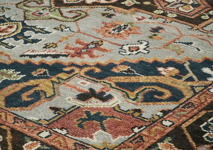 9x12 Slate, Brown, Green Color Hand Knotted Oushak Wool  Oriental Rug