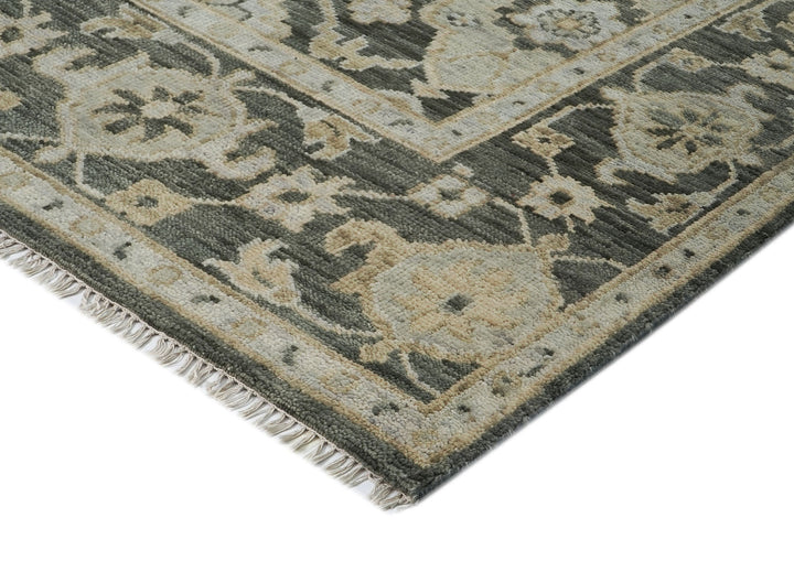 9x12 Gray, Ivory, Tan Color Hand Knotted Oushak Wool Transitional Oriental Rug