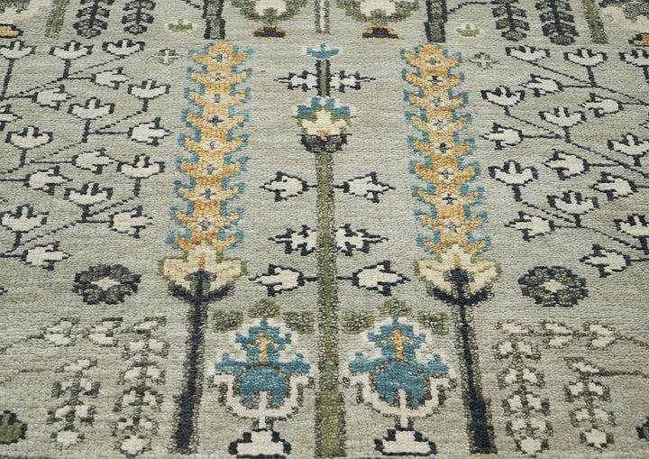 9x12 Gray, Beige, Blue Color Hand Knotted Oushak Wool Transitional Oriental Rug