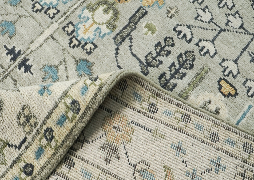 9x12 Gray, Beige, Blue Color Hand Knotted Oushak Wool Transitional Oriental Rug