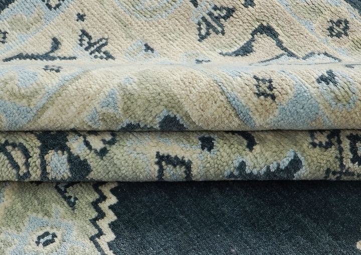 9x12 Gray, Blue, Taupe Color Hand Knotted Oushak Wool  Oriental Rug