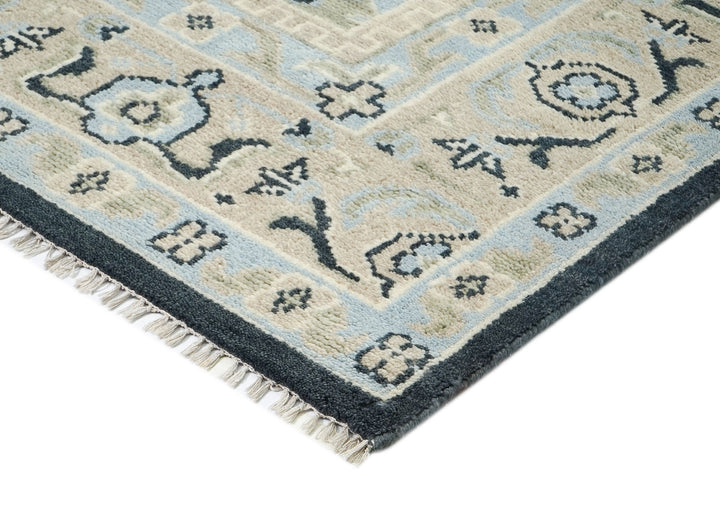 9x12 Gray, Blue, Taupe Color Hand Knotted Oushak Wool  Oriental Rug