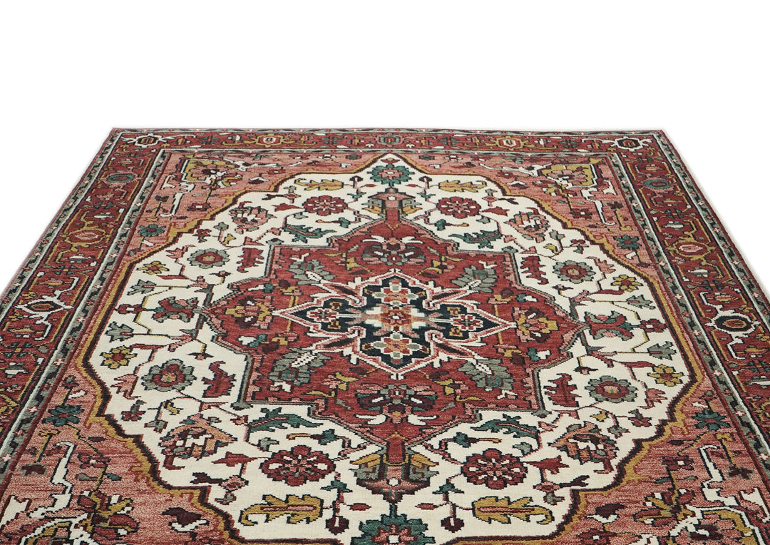 9x12 Ivory, Rose, Rust Color Hand Knotted Oushak Wool  Oriental Rug