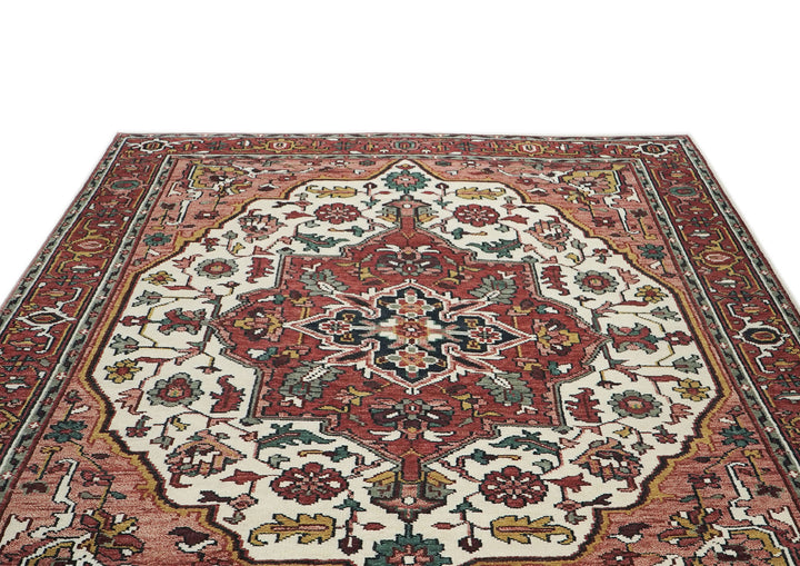9x12 Ivory, Rose, Rust Color Hand Knotted Oushak Wool  Oriental Rug