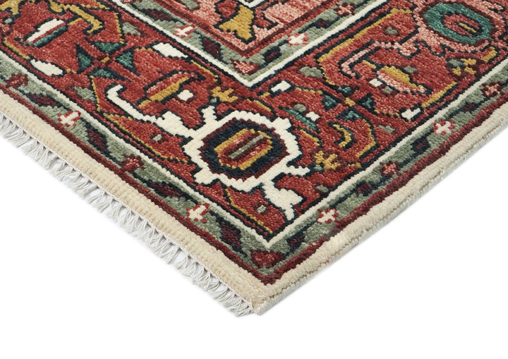 9x12 Ivory, Rose, Rust Color Hand Knotted Oushak Wool  Oriental Rug