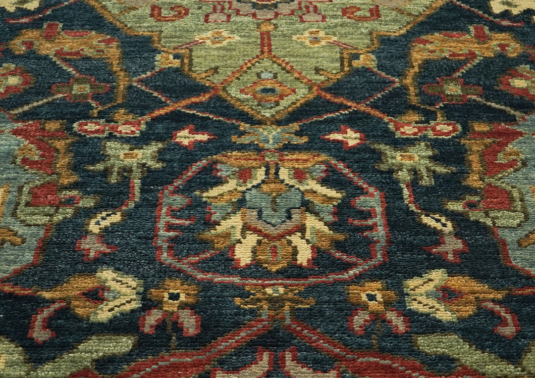 9x12 Blue, Sage, Gold Color Hand Knotted Oushak Wool Arts and Crafts Oriental Rug