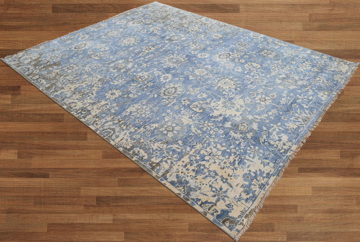 Celeste Rugs Hand Knotted 8x10 Wool Oriental Transitional Oushak Area Rug Blue.
