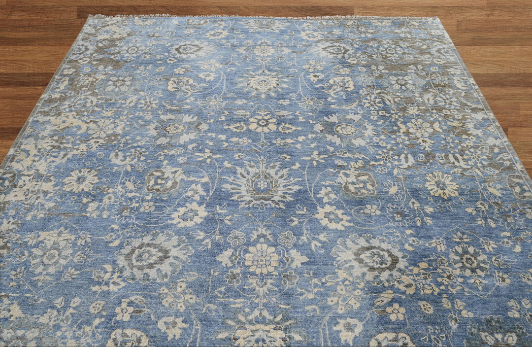 Celeste Rugs Hand Knotted 8x10 Wool Oriental Transitional Oushak Area Rug Blue.