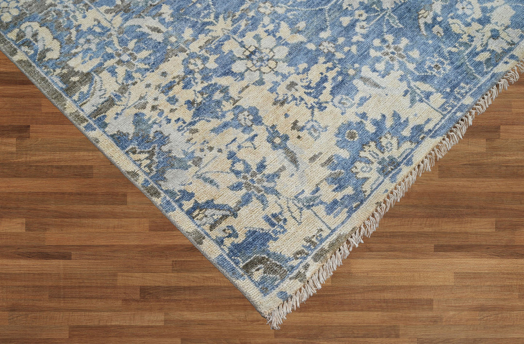 Celeste Rugs Hand Knotted 8x10 Wool Oriental Transitional Oushak Area Rug Blue.