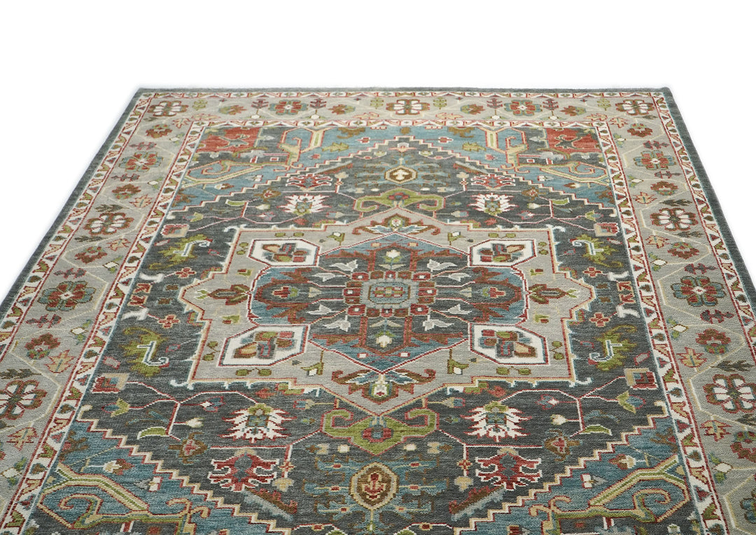 10x14 Gray, Ivory, Brown Color Hand Knotted Oushak Wool  Oriental Rug