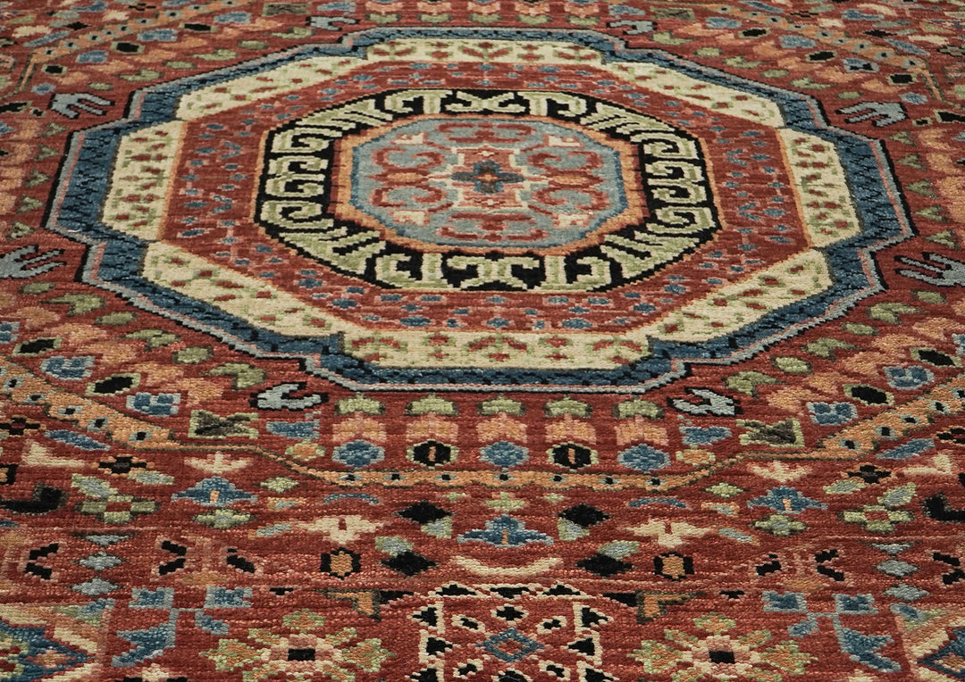 9x12 Rust, Sage, Blue Color Hand Knotted Oushak Wool Traditional Oriental Rug
