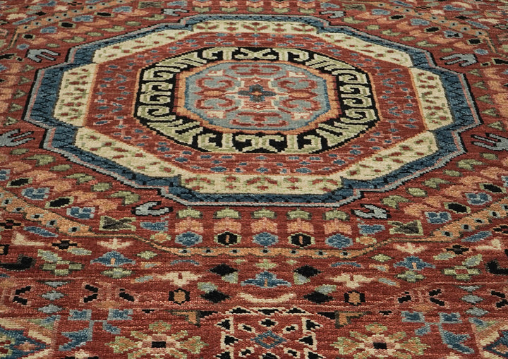 9x12 Rust, Sage, Blue Color Hand Knotted Oushak Wool Traditional Oriental Rug