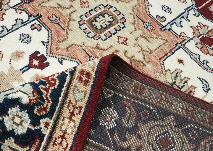 9x12 Rust, Ivory, Blue Color Hand Knotted Oushak Wool  Oriental Rug