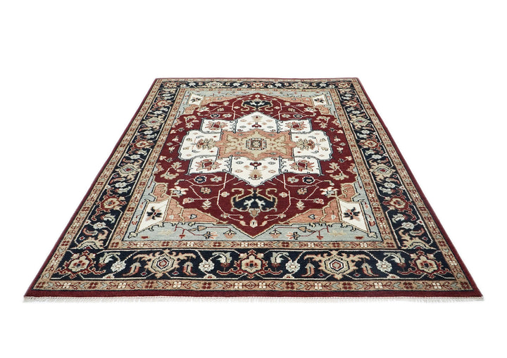 9x12 Rust, Ivory, Blue Color Hand Knotted Oushak Wool  Oriental Rug