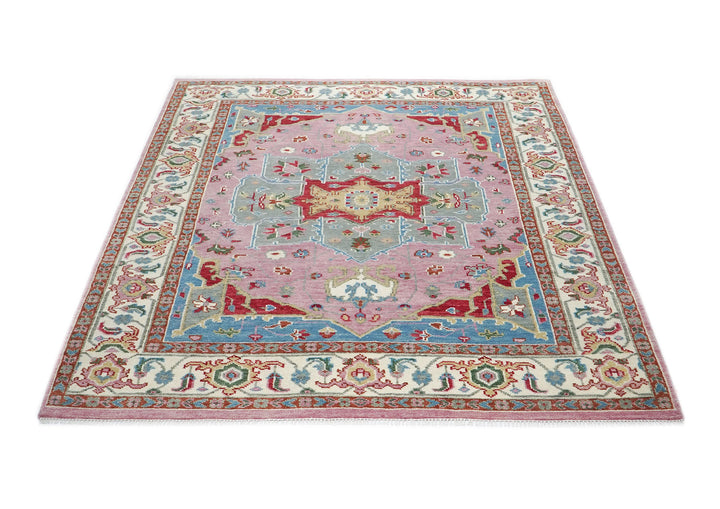 9x12 Pink, Celadon, Blue Color Hand Knotted Oushak Wool  Oriental Rug