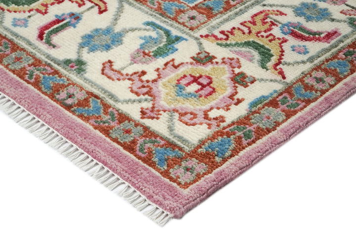 9x12 Pink, Celadon, Blue Color Hand Knotted Oushak Wool  Oriental Rug