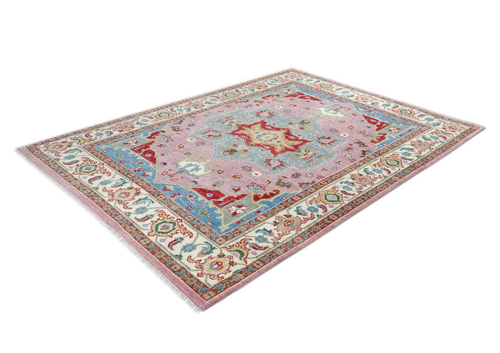 9x12 Pink, Celadon, Blue Color Hand Knotted Oushak Wool  Oriental Rug