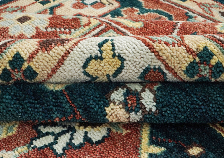 10x14 Green, Rust, Beige Color Hand Knotted Oushak Wool  Oriental Rug