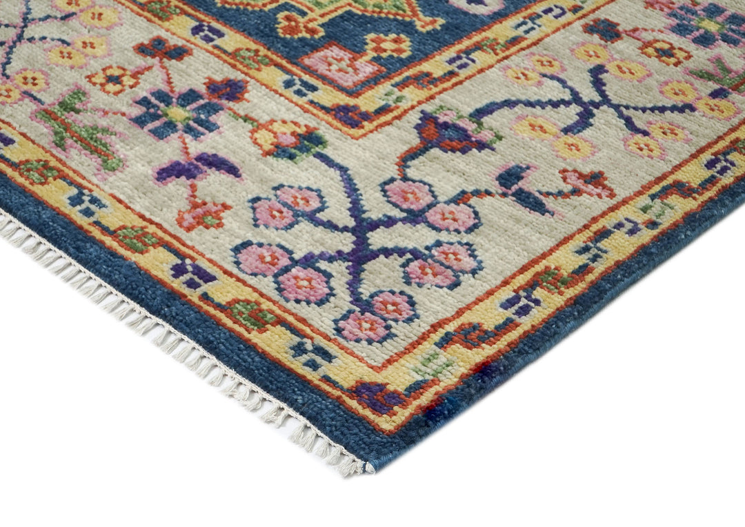 8x10 Navy, Gray, Biege Color Hand Knotted Oushak Wool  Oriental Rug