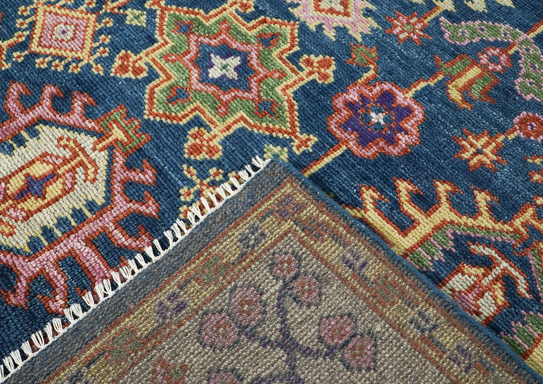 8x10 Navy, Gray, Biege Color Hand Knotted Oushak Wool  Oriental Rug
