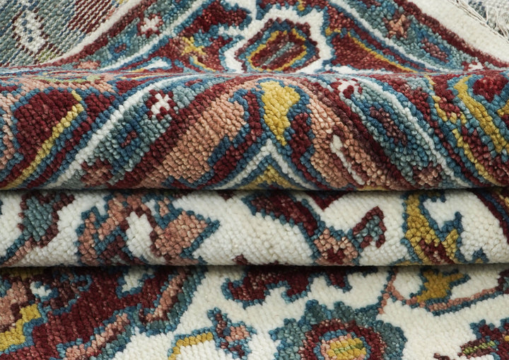 8x10 Ivory, Maroon, Blush Color Hand Knotted Oushak Wool Traditional Oriental Rug