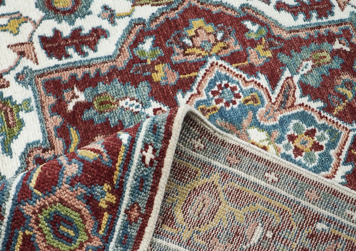 8x10 Ivory, Maroon, Blush Color Hand Knotted Oushak Wool Traditional Oriental Rug