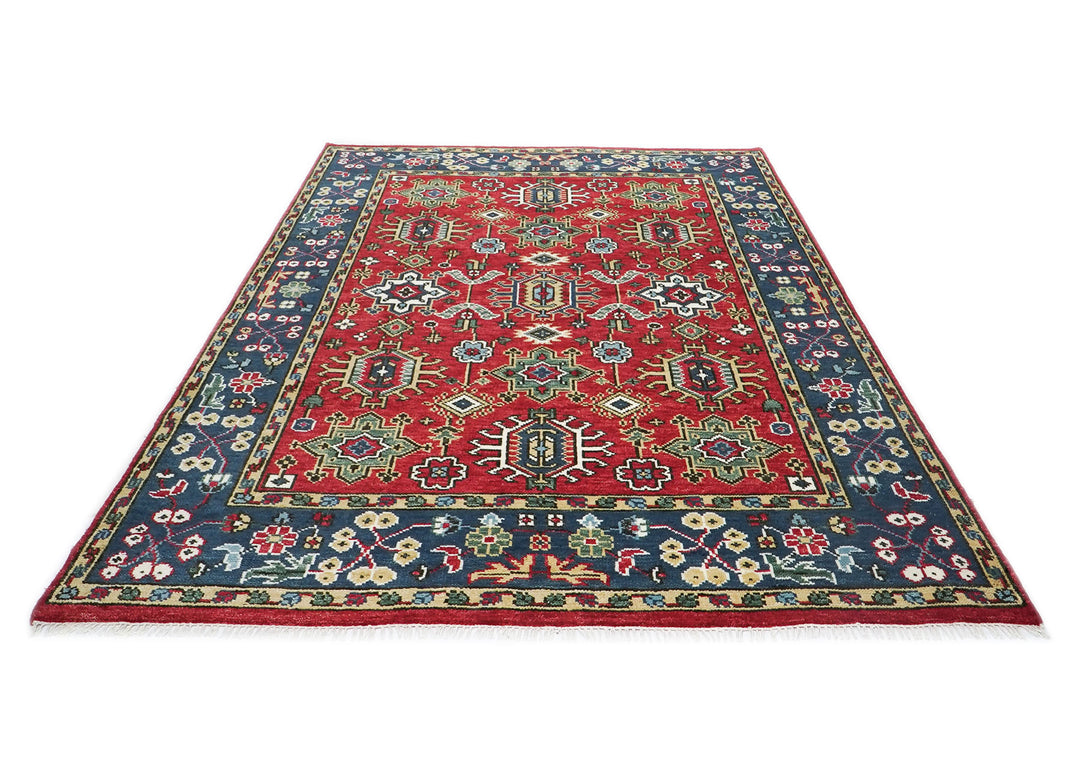 8x10 Red, Navy, Gold Color Hand Knotted Oushak Wool Arts & Crafts Oriental Rug