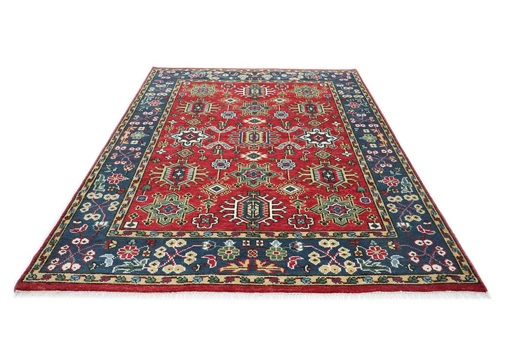 8x10 Red, Navy, Gold Color Hand Knotted Oushak Wool  Oriental Rug