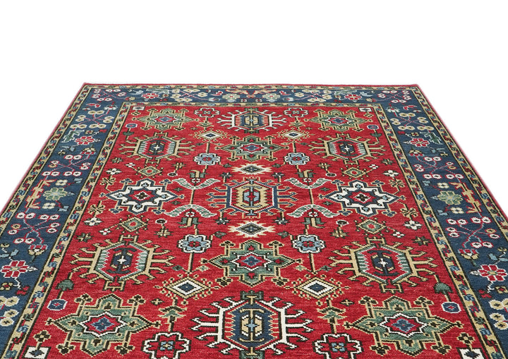 8x10 Red, Navy, Gold Color Hand Knotted Oushak Wool Arts & Crafts Oriental Rug