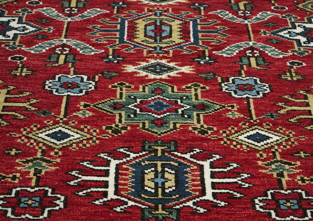8x10 Red, Navy, Gold Color Hand Knotted Oushak Wool  Oriental Rug