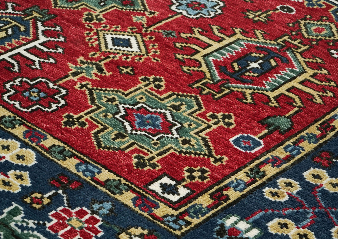 8x10 Red, Navy, Gold Color Hand Knotted Oushak Wool  Oriental Rug