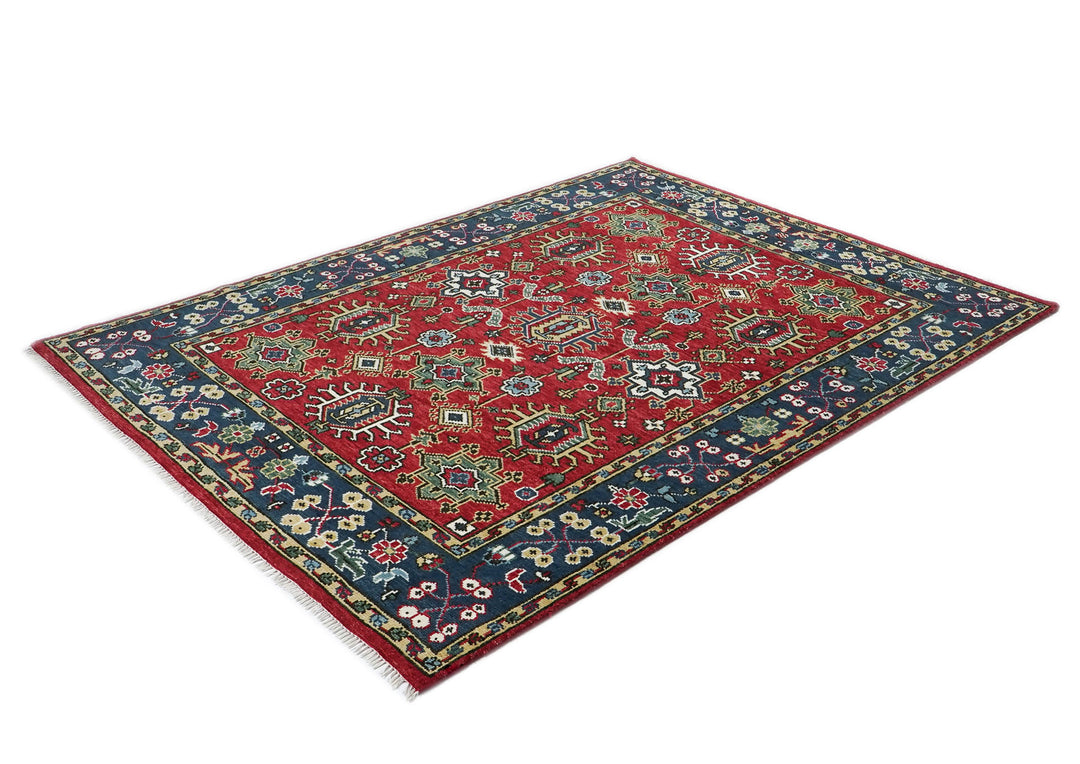 8x10 Red, Navy, Gold Color Hand Knotted Oushak Wool  Oriental Rug