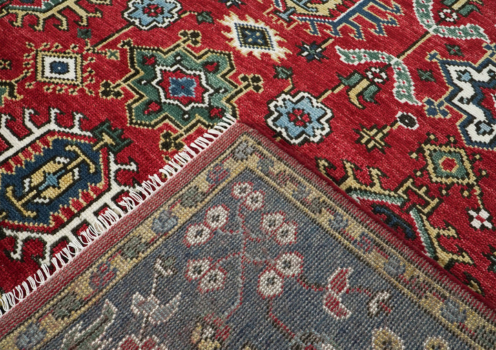 8x10 Red, Navy, Gold Color Hand Knotted Oushak Wool  Oriental Rug