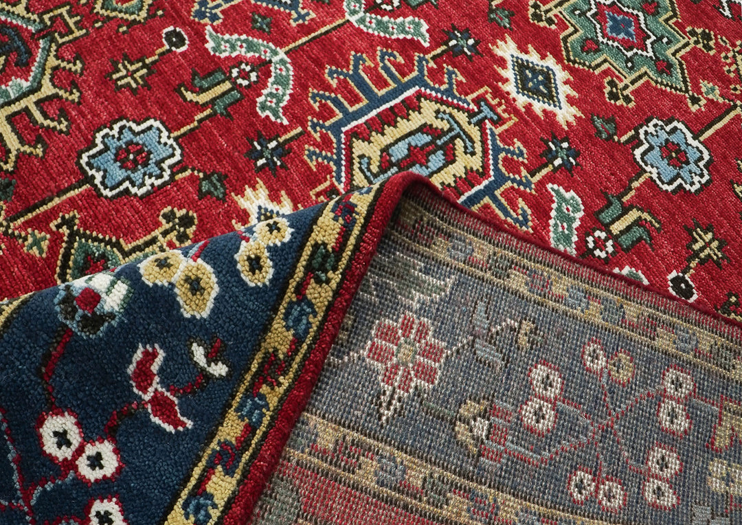 8x10 Red, Navy, Gold Color Hand Knotted Oushak Wool Arts & Crafts Oriental Rug
